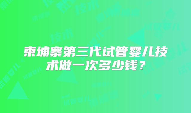 柬埔寨第三代试管婴儿技术做一次多少钱？