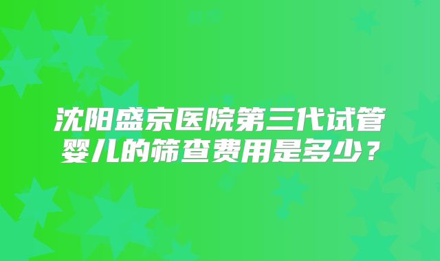沈阳盛京医院第三代试管婴儿的筛查费用是多少？