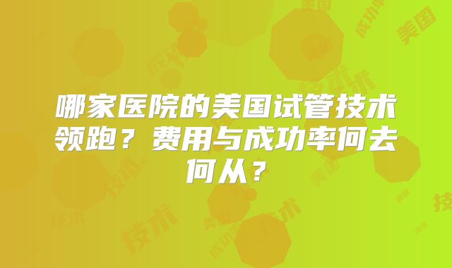 哪家医院的美国试管技术领跑？费用与成功率何去何从？