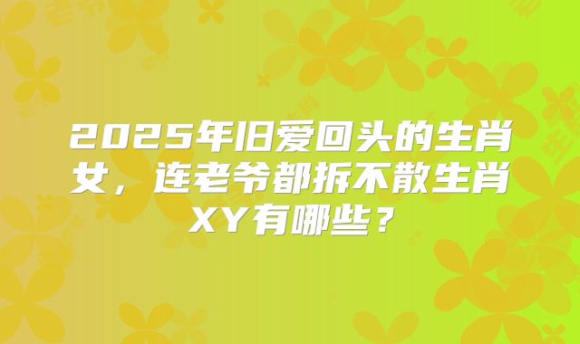 2025年旧爱回头的生肖女,连老爷都拆不散生肖XY有哪些?