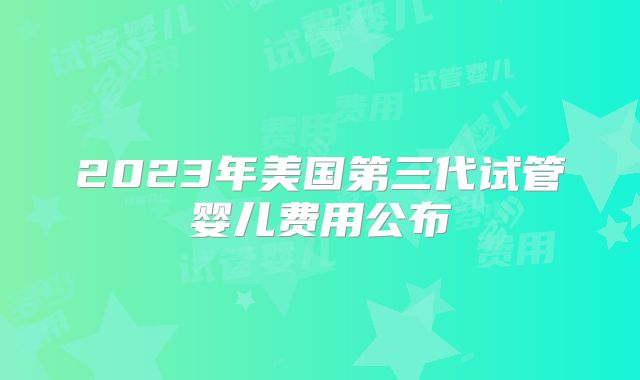 2023年美国第三代试管婴儿费用公布