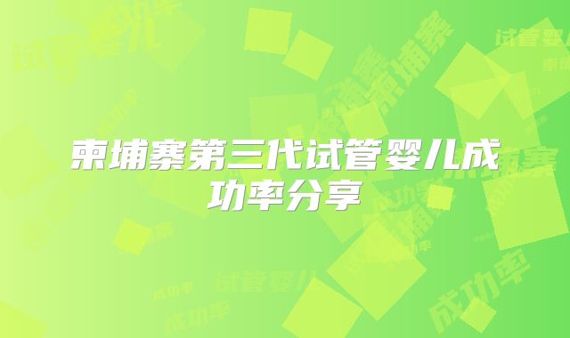 柬埔寨第三代试管婴儿成功率分享