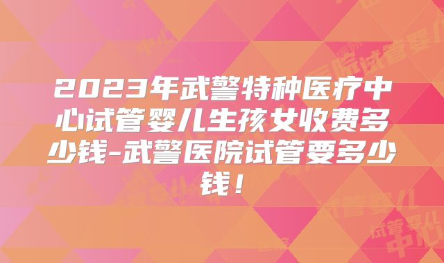 2023年武警特种医疗中心试管婴儿生孩女收费多少钱-武警医院试管要多少钱！
