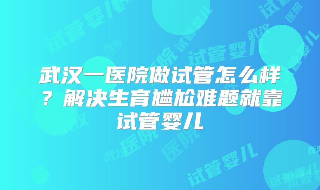 武汉一医院做试管怎么样？解决生育尴尬难题就靠试管婴儿