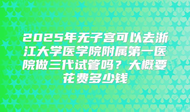 2025年无子宫可以去浙江大学医学院附属第一医院做三代试管吗?大概要花费多少钱