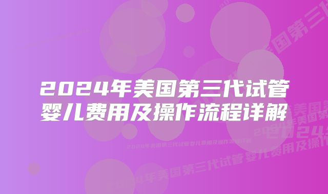 2024年美国第三代试管婴儿费用及操作流程详解