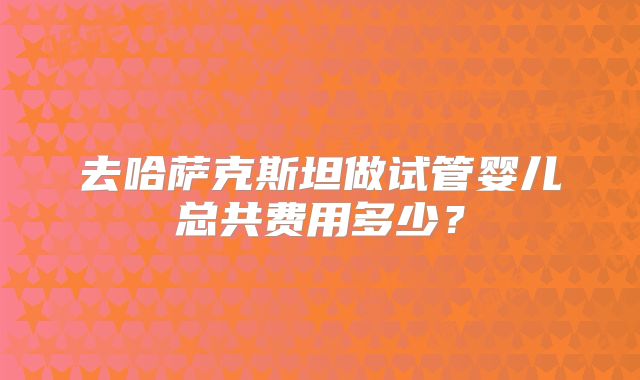 去哈萨克斯坦做试管婴儿总共费用多少?