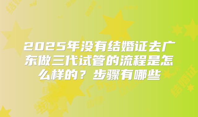 2025年没有结婚证去广东做三代试管的流程是怎么样的?步骤有哪些