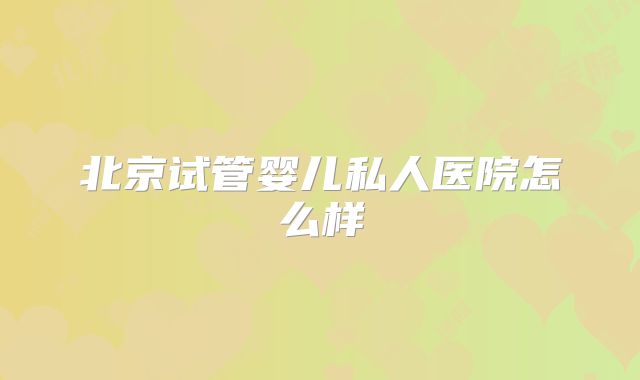 北京试管婴儿私人医院怎么样
