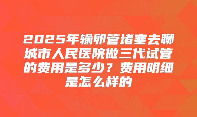 2025年输卵管堵塞去聊城市人民医院做三代试管的费用是多少?费用明细是怎么样的
