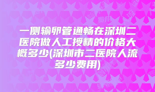 一侧输卵管通畅在深圳二医院做人工授精的价格大概多少(深圳市二医院人流多少费用)