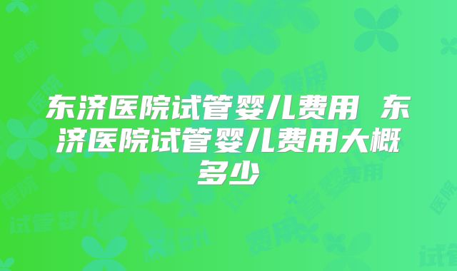 东济医院试管婴儿费用 东济医院试管婴儿费用大概多少