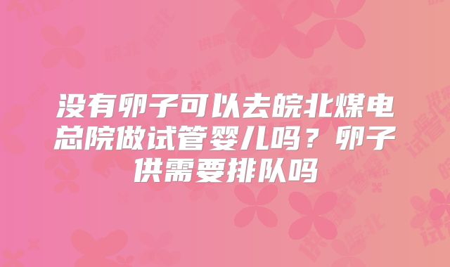 没有卵子可以去皖北煤电总院做试管婴儿吗？卵子供需要排队吗