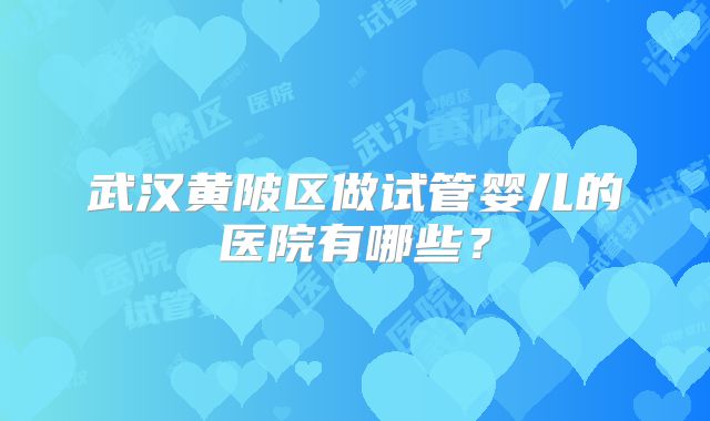 武汉黄陂区做试管婴儿的医院有哪些?