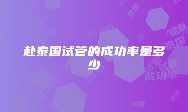 赴泰国试管的成功率是多少