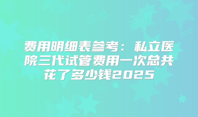费用明细表参考:私立医院三代试管费用一次总共花了多少钱2025