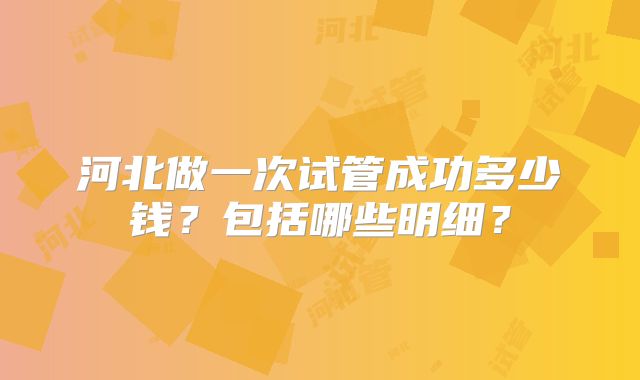 河北做一次试管成功多少钱？包括哪些明细？