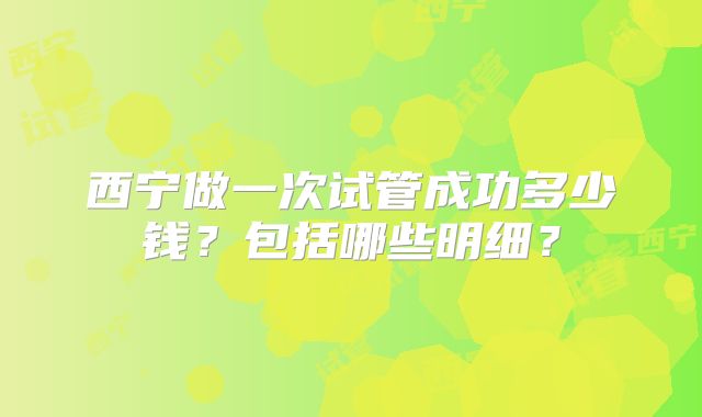 西宁做一次试管成功多少钱？包括哪些明细？