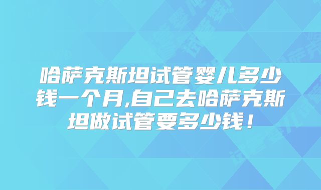 哈萨克斯坦试管婴儿多少钱一个月,自己去哈萨克斯坦做试管要多少钱！
