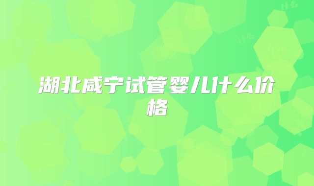 湖北咸宁试管婴儿什么价格