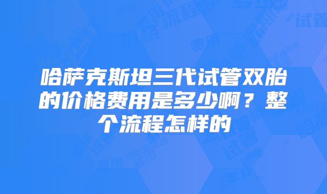 哈萨克斯坦三代试管双胎的价格费用是多少啊？整个流程怎样的
