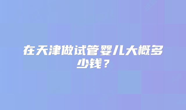 在天津做试管婴儿大概多少钱？