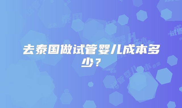 去泰国做试管婴儿成本多少？