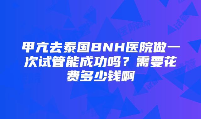 甲亢去泰国BNH医院做一次试管能成功吗？需要花费多少钱啊
