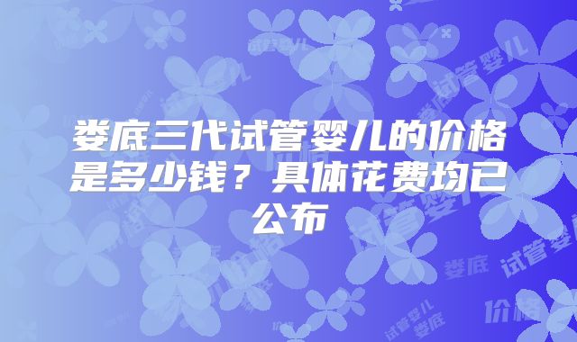 娄底三代试管婴儿的价格是多少钱?具体花费均已公布