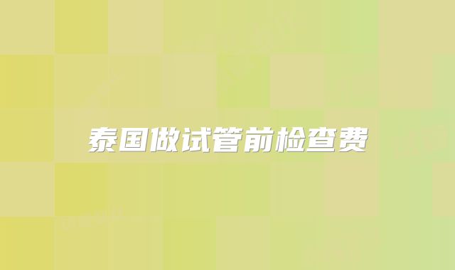 泰国做试管前检查费