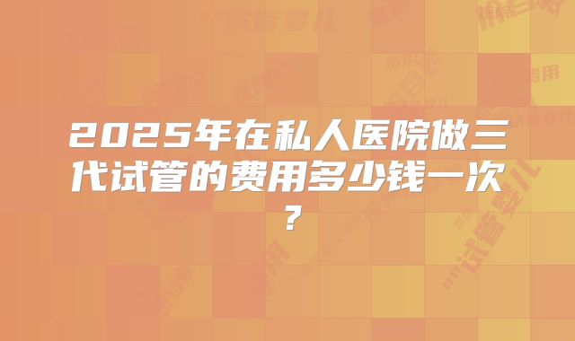 2025年在私人医院做三代试管的费用多少钱一次？