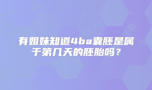 有姐妹知道4ba囊胚是属于第几天的胚胎吗？