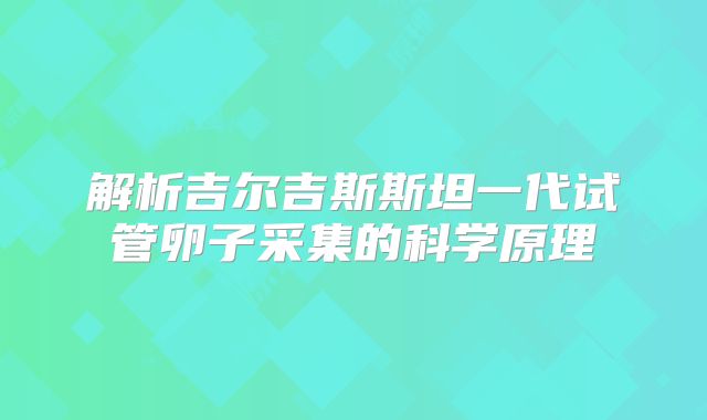 解析吉尔吉斯斯坦一代试管卵子采集的科学原理