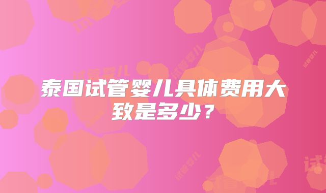 泰国试管婴儿具体费用大致是多少？