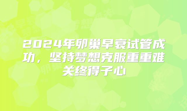 2024年卵巢早衰试管成功，坚持梦想克服重重难关终得子心