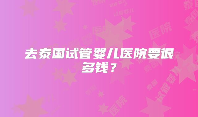 去泰国试管婴儿医院要很多钱？