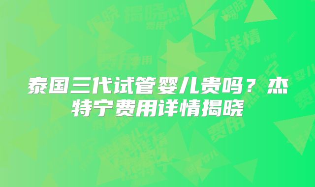 泰国三代试管婴儿贵吗？杰特宁费用详情揭晓