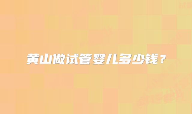 黄山做试管婴儿多少钱？