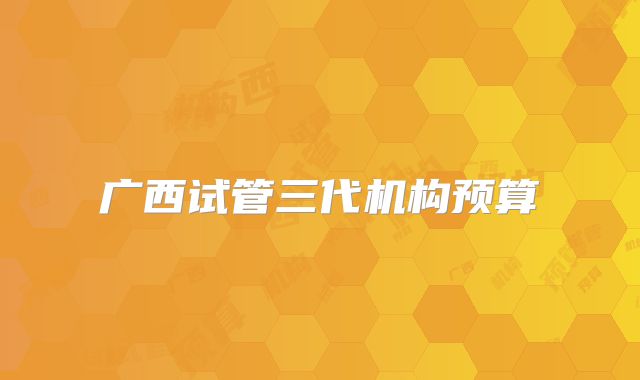 广西试管三代机构预算