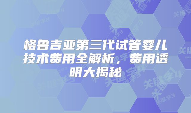格鲁吉亚第三代试管婴儿技术费用全解析，费用透明大揭秘