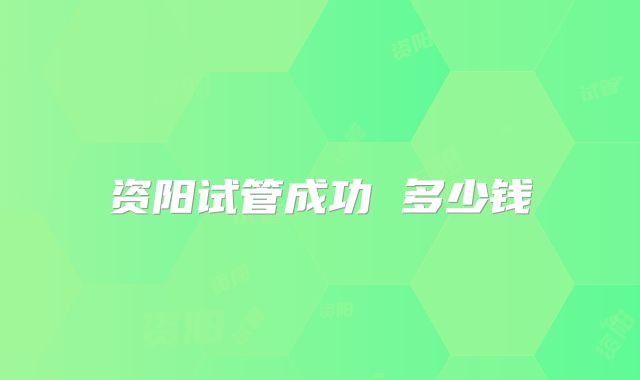 资阳试管成功 多少钱