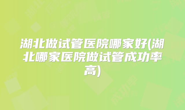 湖北做试管医院哪家好(湖北哪家医院做试管成功率高)