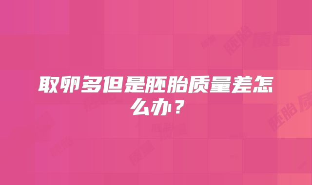 取卵多但是胚胎质量差怎么办？