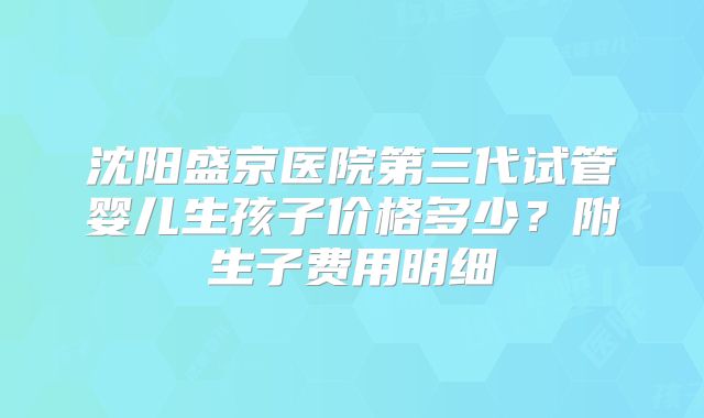 沈阳盛京医院第三代试管婴儿生孩子价格多少?附生子费用明细