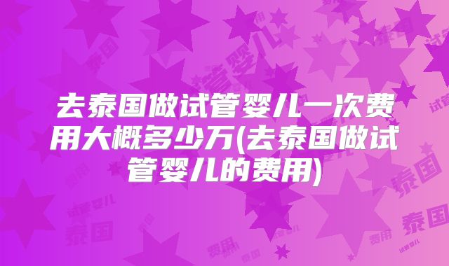 去泰国做试管婴儿一次费用大概多少万(去泰国做试管婴儿的费用)