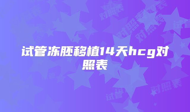 试管冻胚移植14天hcg对照表