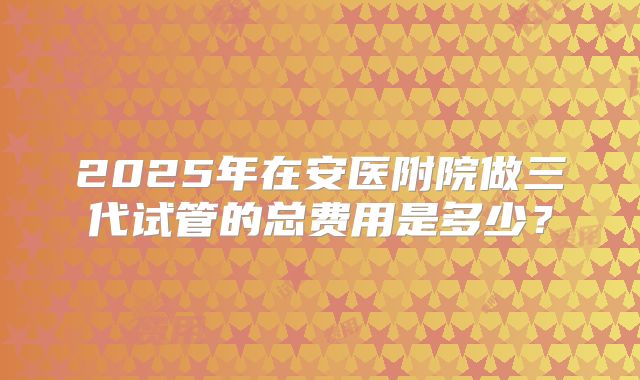 2025年在安医附院做三代试管的总费用是多少？