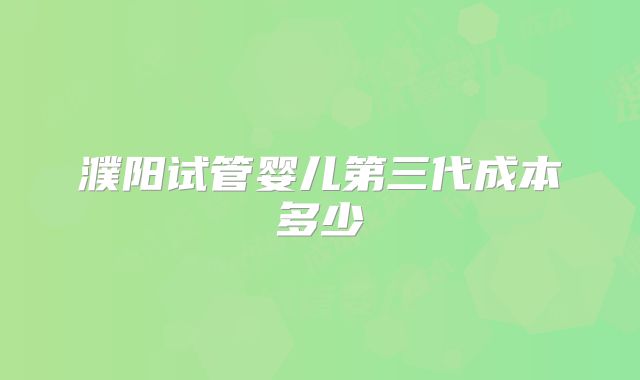 濮阳试管婴儿第三代成本多少