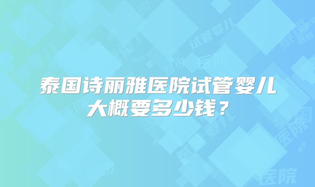 泰国诗丽雅医院试管婴儿大概要多少钱?