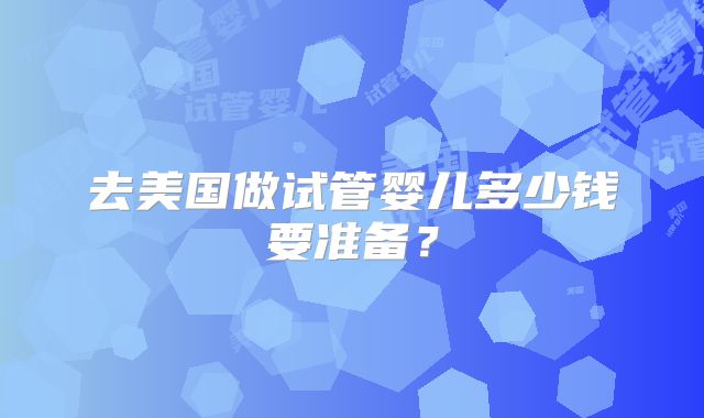 去美国做试管婴儿多少钱要准备？